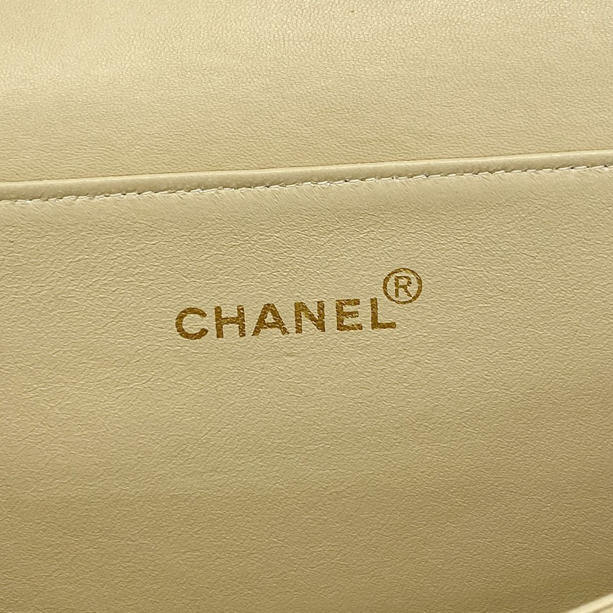 Chanel Shoulder Bag Quilted Face Lambskin Beige Gold — view 5
