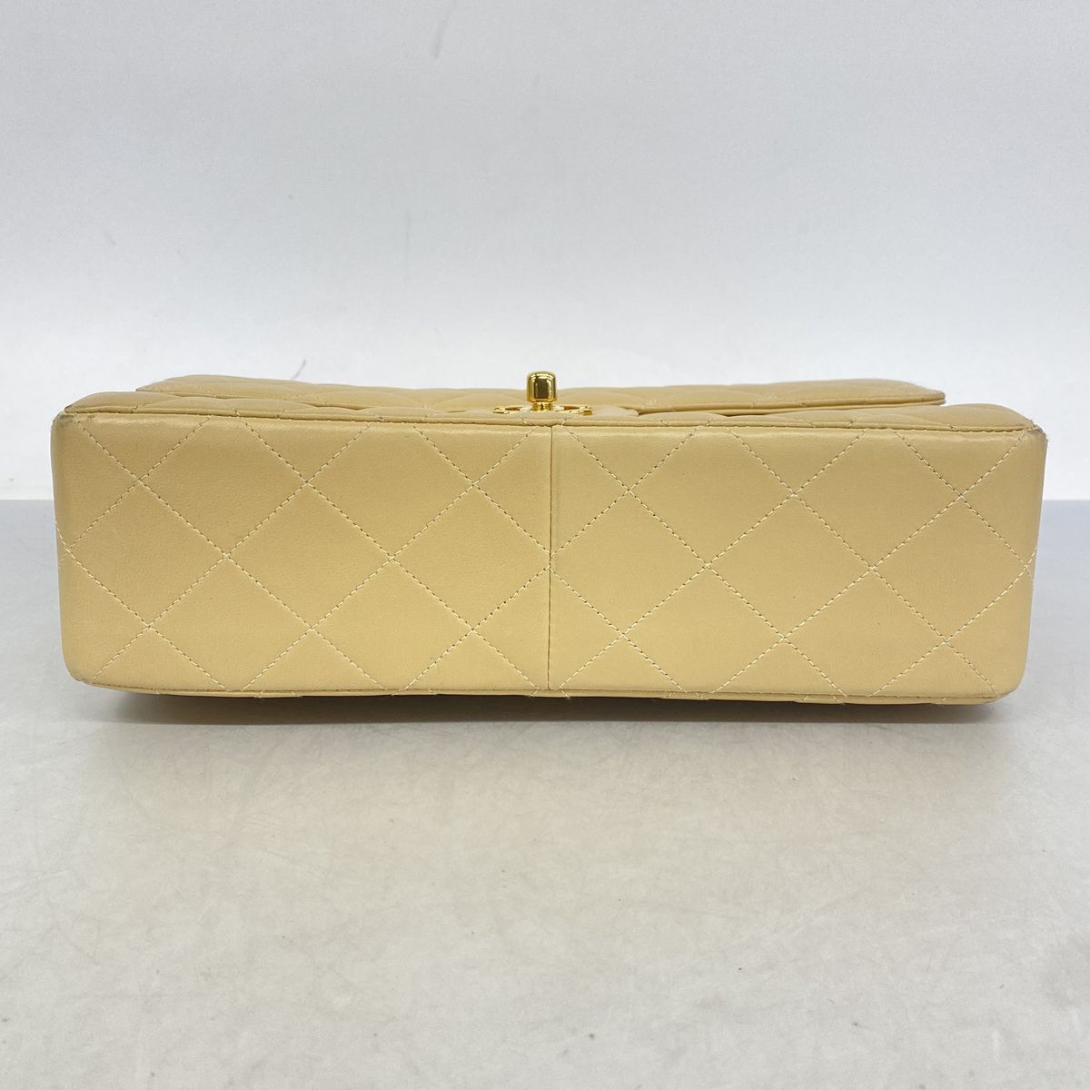 Chanel Shoulder Bag Quilted Face Lambskin Beige Gold — view 3