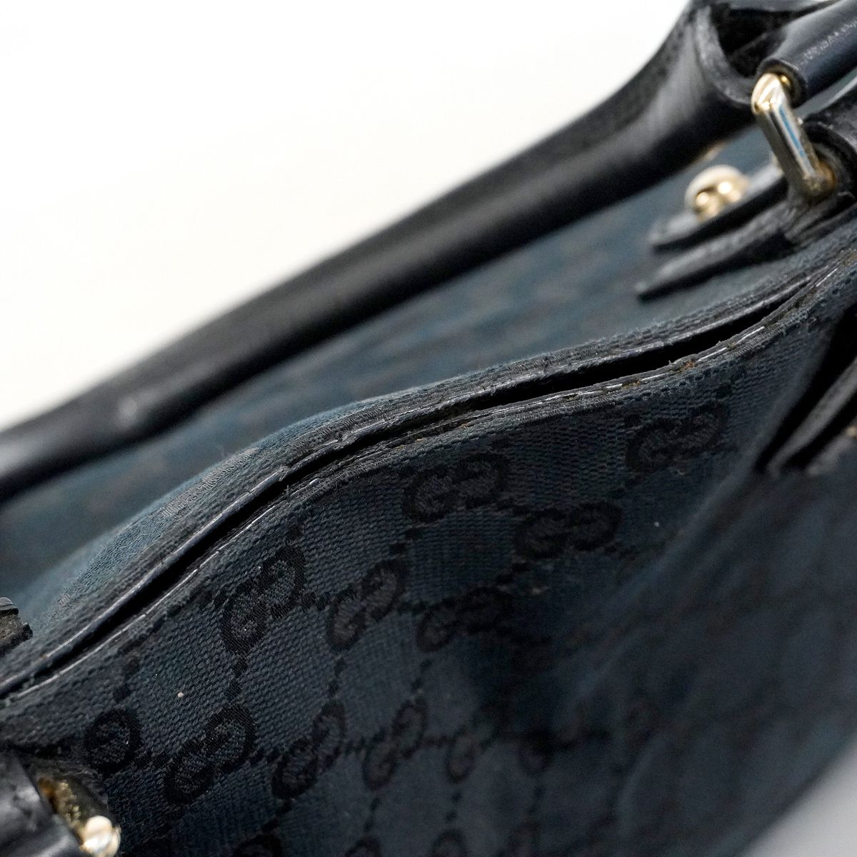 Gucci Tote GG Canvas Horsebit Black Gold — view 7