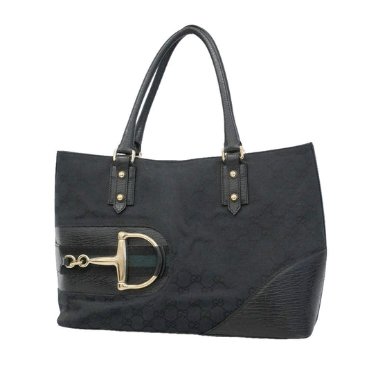 Gucci Tote GG Canvas Horsebit Black Gold