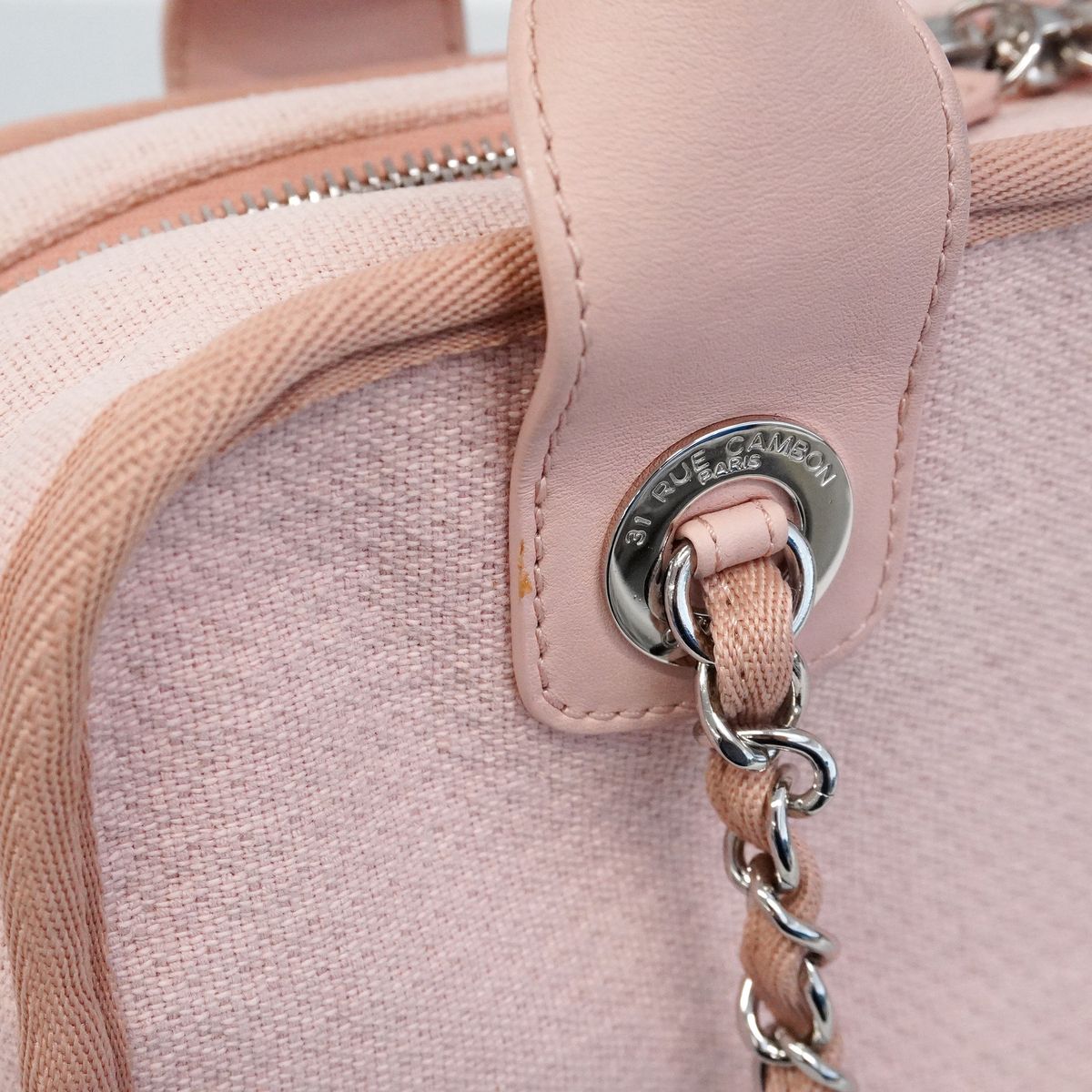 Chanel Handbag Deauville Canvas Pink Silver 2-Way Bag — view 7