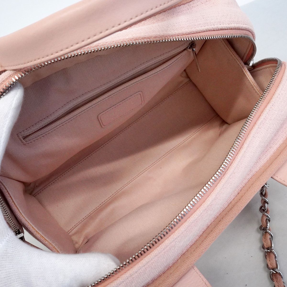 Chanel Handbag Deauville Canvas Pink Silver 2-Way Bag — view 4