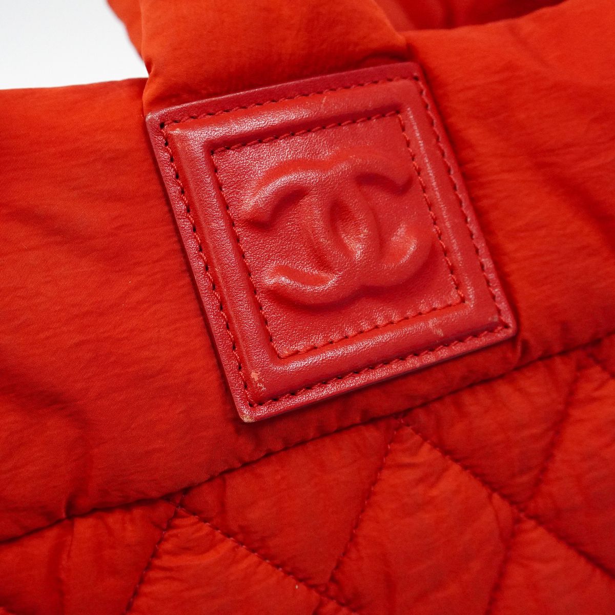 Chanel Tote Coco Cocoon Nylon Red Silver — view 7