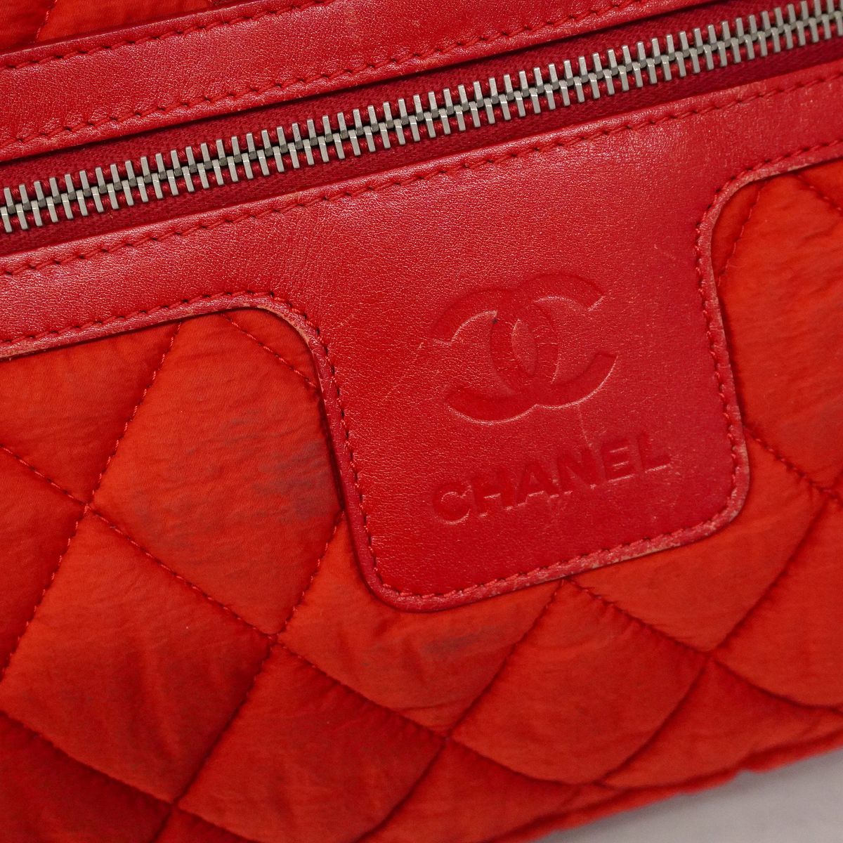 Chanel Tote Coco Cocoon Nylon Red Silver — view 6