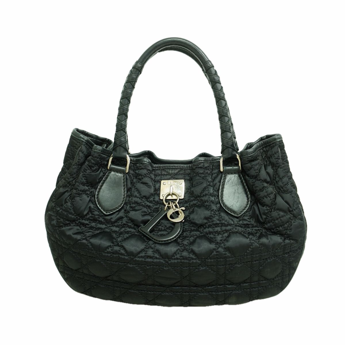 Dior Handbag Cannage Nylon Black Silver