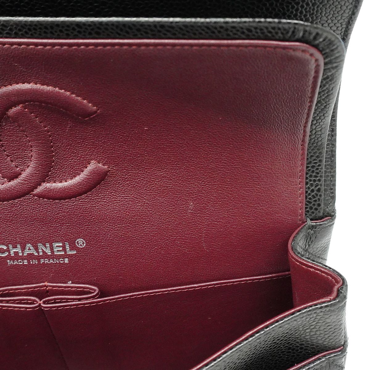 Chanel Shoulder Bag Quilted Caviar Leather Black Silver — view 7