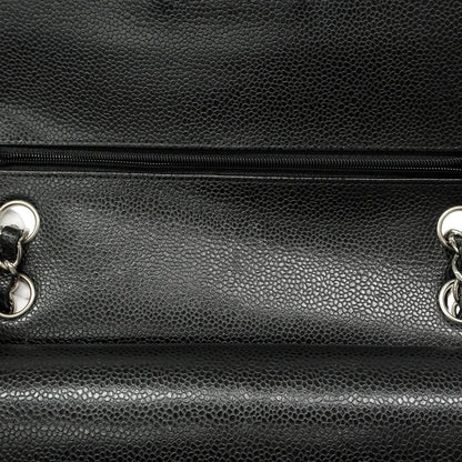 Chanel Shoulder Bag Quilted Caviar Leather Black Silver — view 8