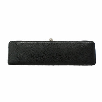 Chanel Shoulder Bag Quilted Caviar Leather Black Silver — view 3