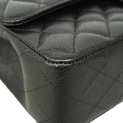 Chanel Shoulder Bag Quilted Caviar Leather Black Silver — view 6