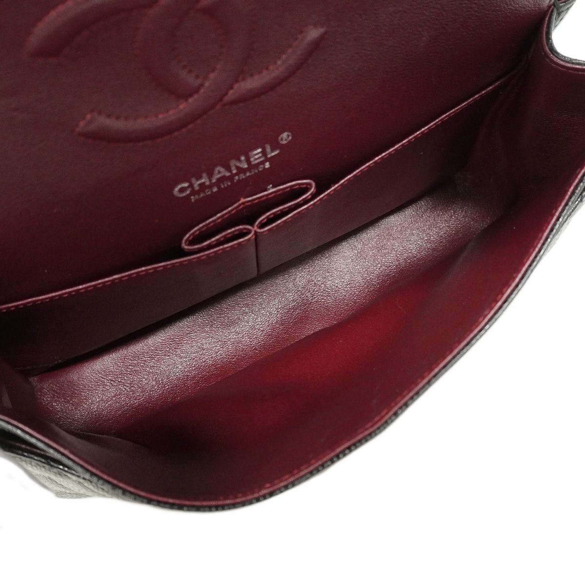 Chanel Shoulder Bag Quilted Caviar Leather Black Silver — view 4