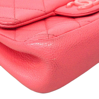 Chanel Shoulder Bag Mini Quilted Caviar Leather Pink Silver — view 8