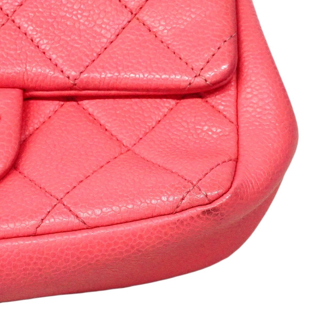 Chanel Shoulder Bag Mini Quilted Caviar Leather Pink Silver — view 7