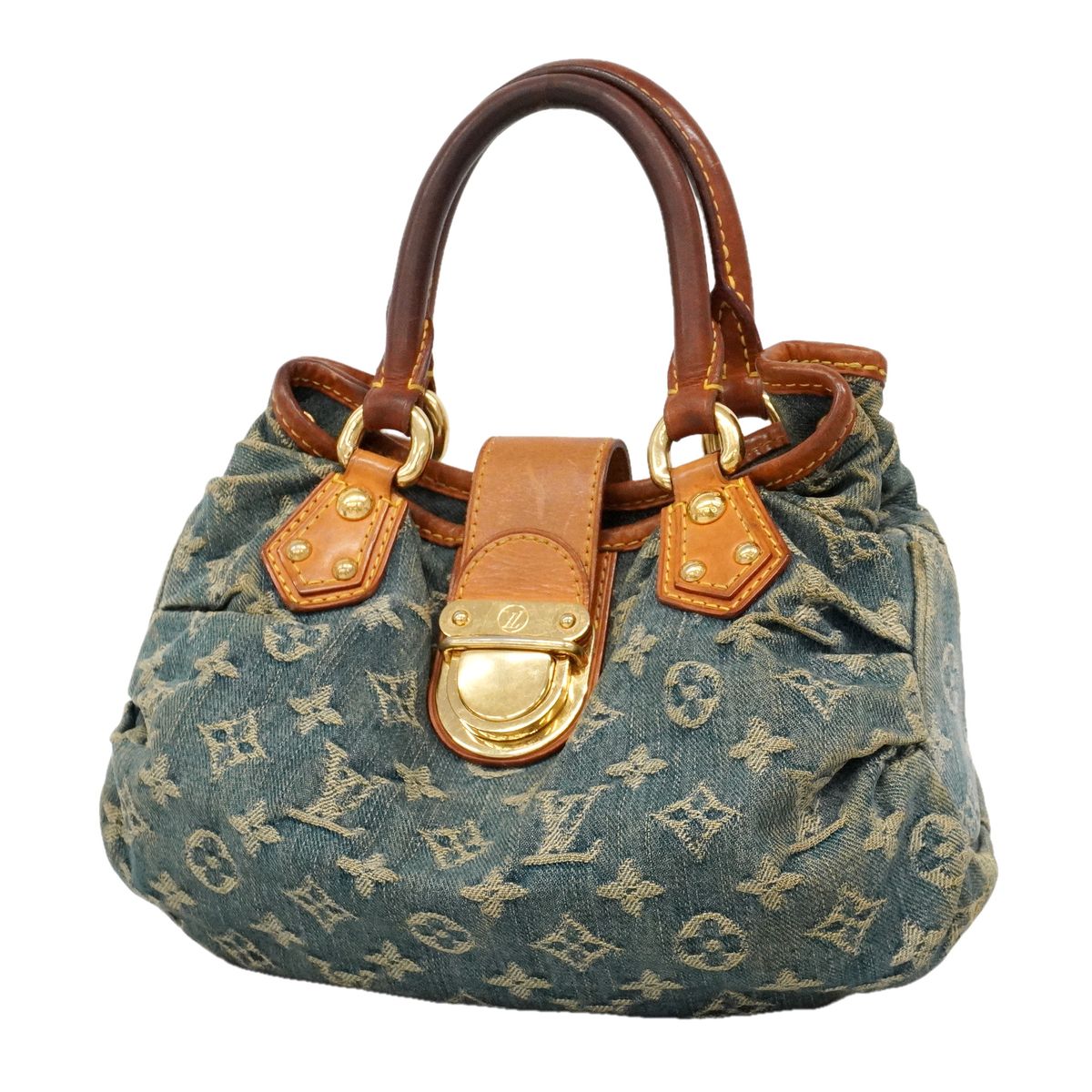 Louis Vuitton Handbag Monogram Denim Pleaty Blue