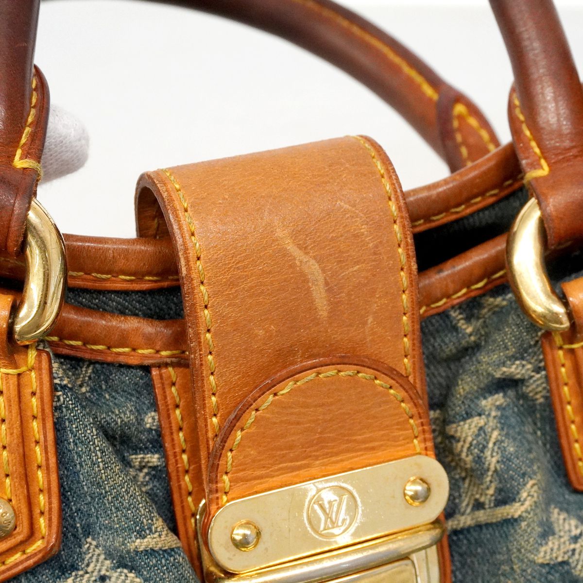 Louis Vuitton Handbag Monogram Denim Pleaty Blue — view 7
