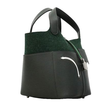 Hermes Handbag Picotin Lock PM Go Team Felt Swift Vert Fonce Silver — view 2