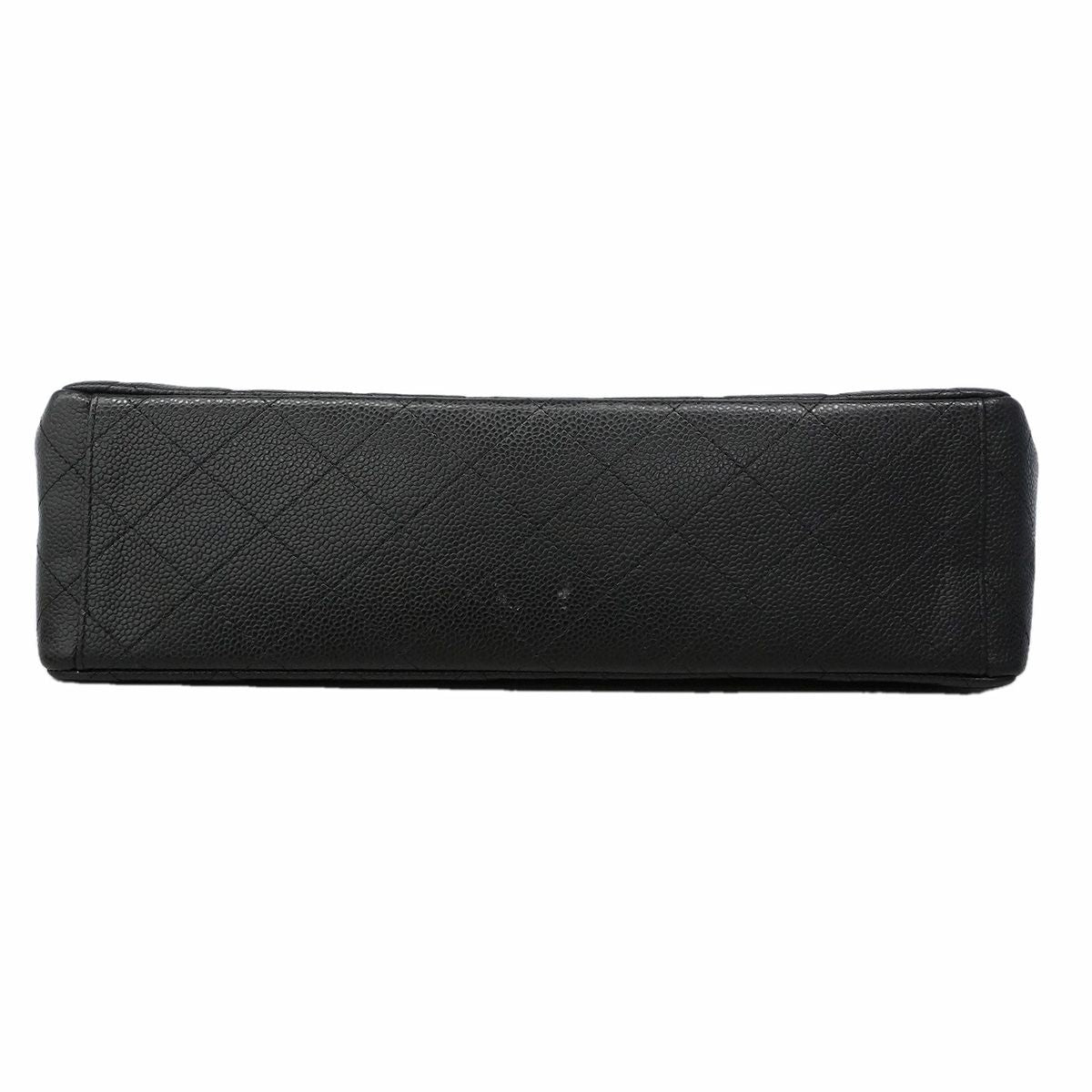 Chanel Shoulder Bag Maxi Quilted Caviar Leather Black Silver — view 3