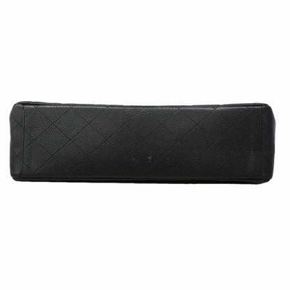 Chanel Shoulder Bag Maxi Quilted Caviar Leather Black Silver — view 3