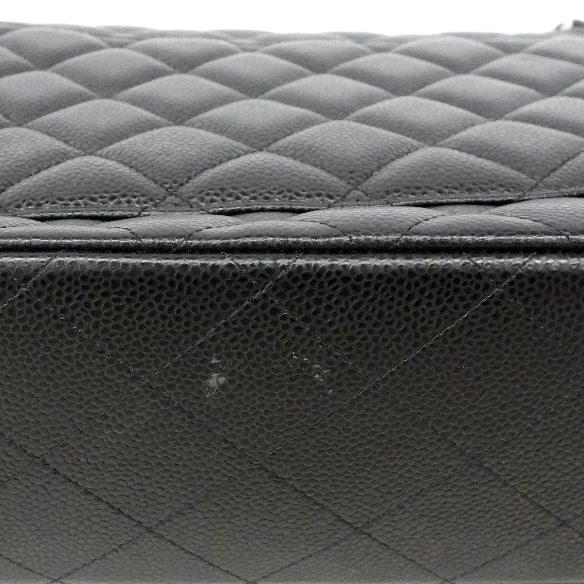 Chanel Shoulder Bag Maxi Quilted Caviar Leather Black Silver — view 7