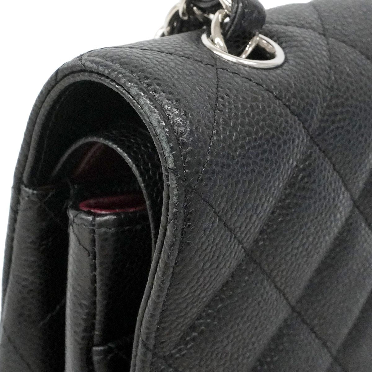 Chanel Shoulder Bag Maxi Quilted Caviar Leather Black Silver — view 6