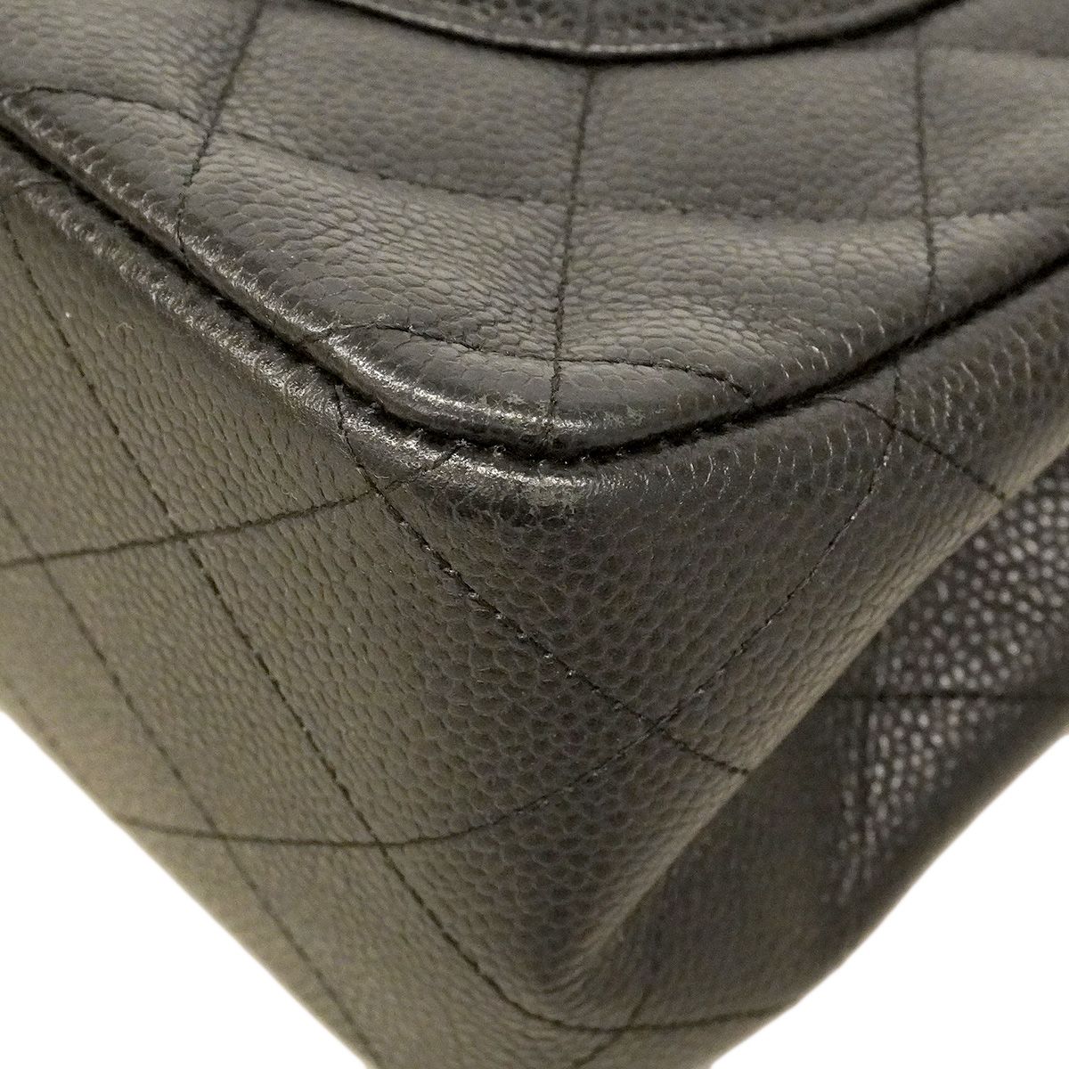 Chanel Shoulder Bag Maxi Quilted Caviar Leather Black Silver — view 6