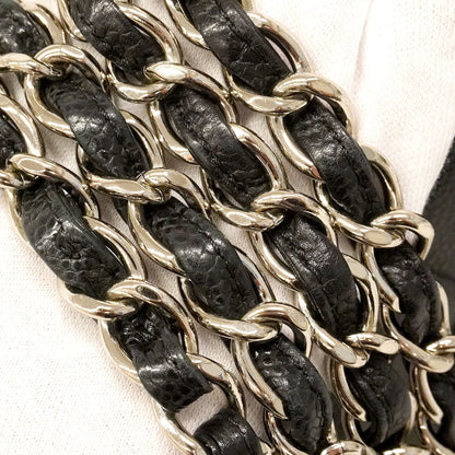 Chanel Shoulder Bag Maxi Quilted Caviar Leather Black Silver — view 7