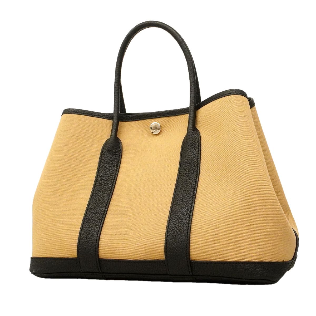 Hermes Tote Garden Party TPM Toile Officier Black Trench Silver