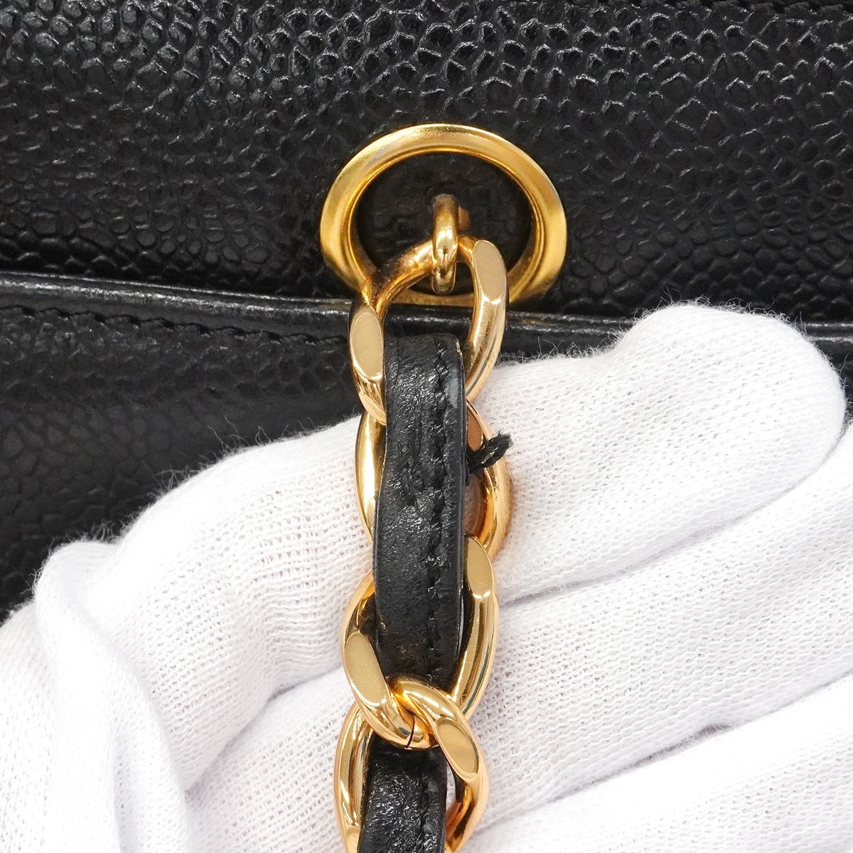 Chanel Handbag Caviar Leather Black Gold — view 8