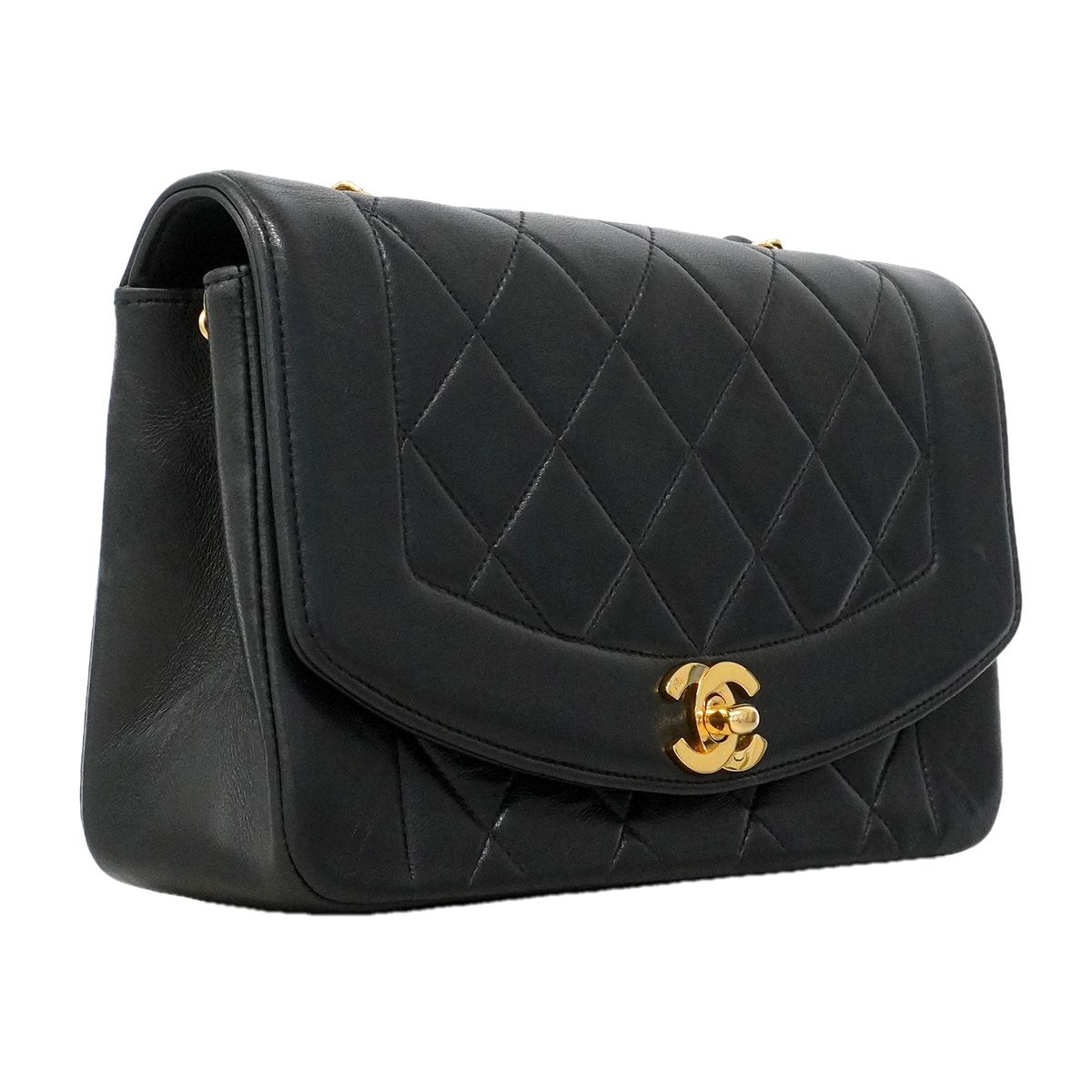 Chanel Shoulder Bag Diana Lambskin Black Gold — view 2