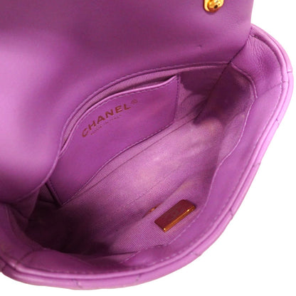 Chanel Shoulder Bag Mini Quilted Lambskin Purple Gold — view 4