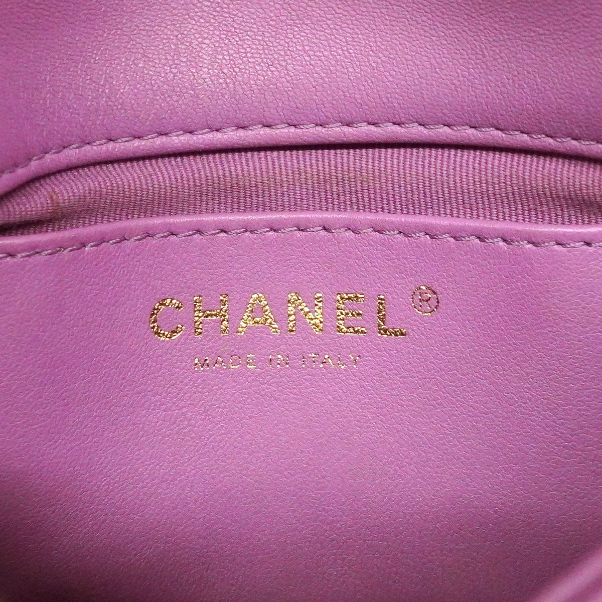 Chanel Shoulder Bag Mini Quilted Lambskin Purple Gold — view 5