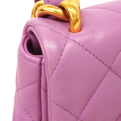 Chanel Shoulder Bag Mini Quilted Lambskin Purple Gold — view 7