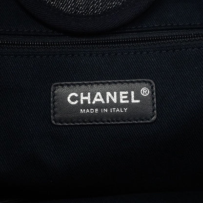 Chanel Chain Tote Deauville Denim Navy Silver 2-Way — view 5