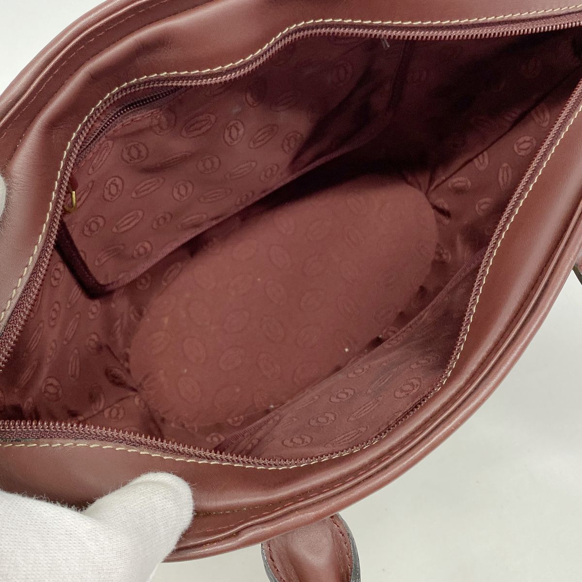 Cartier Handbag Must Leather Bordeaux Gold — view 4