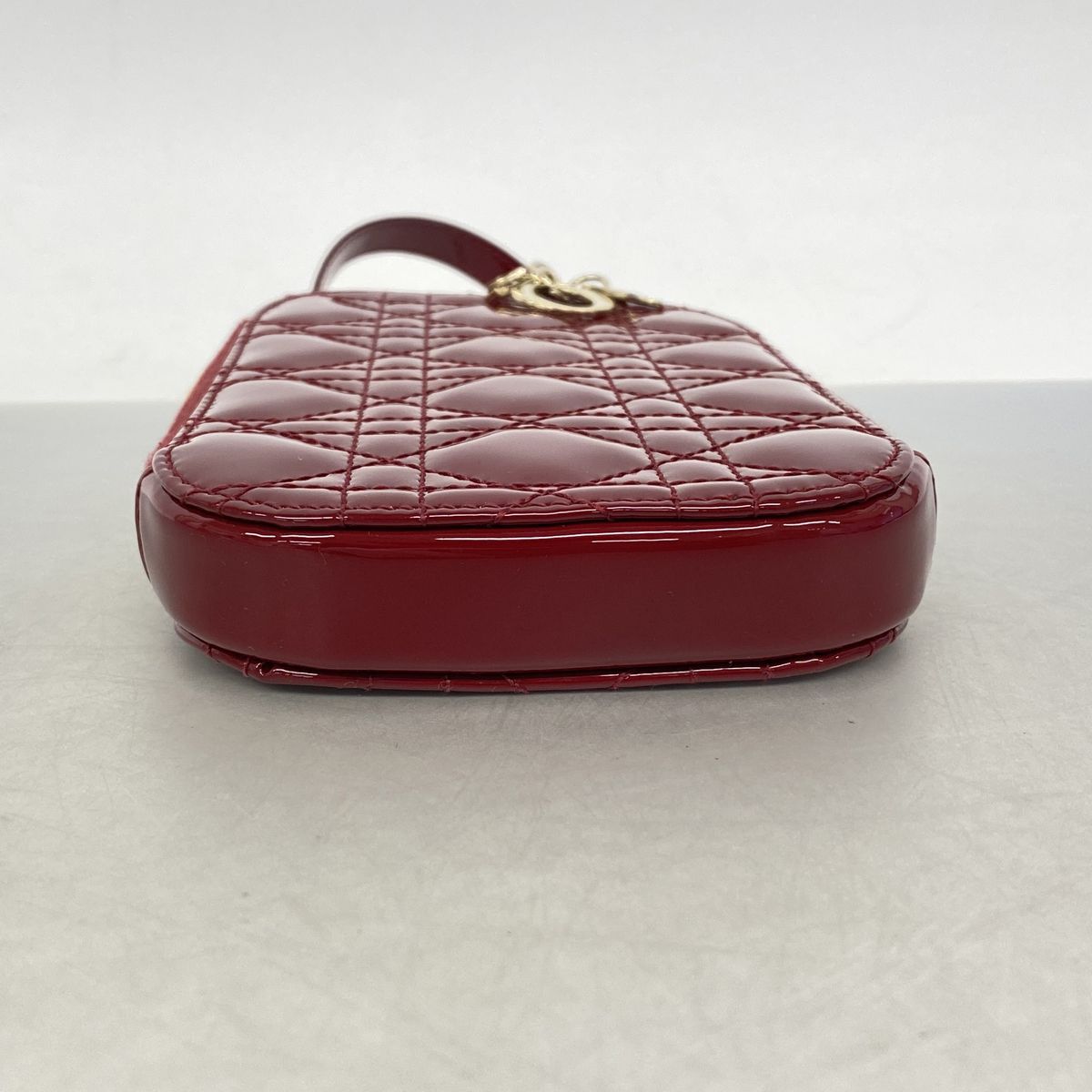 Dior Handbag Cannage Patent Bordeaux Gold 2-Way Bag — view 3