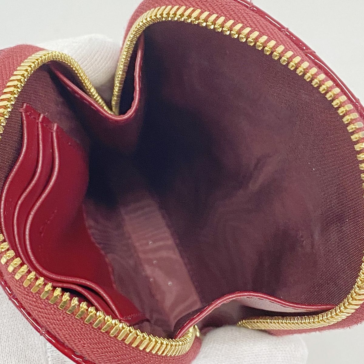 Dior Handbag Cannage Patent Bordeaux Gold 2-Way Bag — view 4
