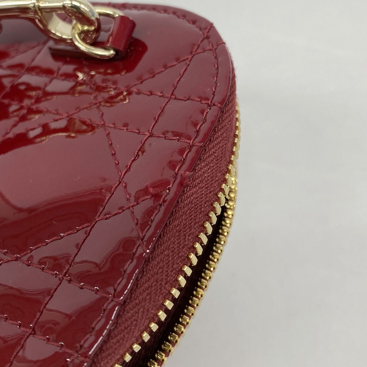 Dior Handbag Cannage Patent Bordeaux Gold 2-Way Bag — view 8