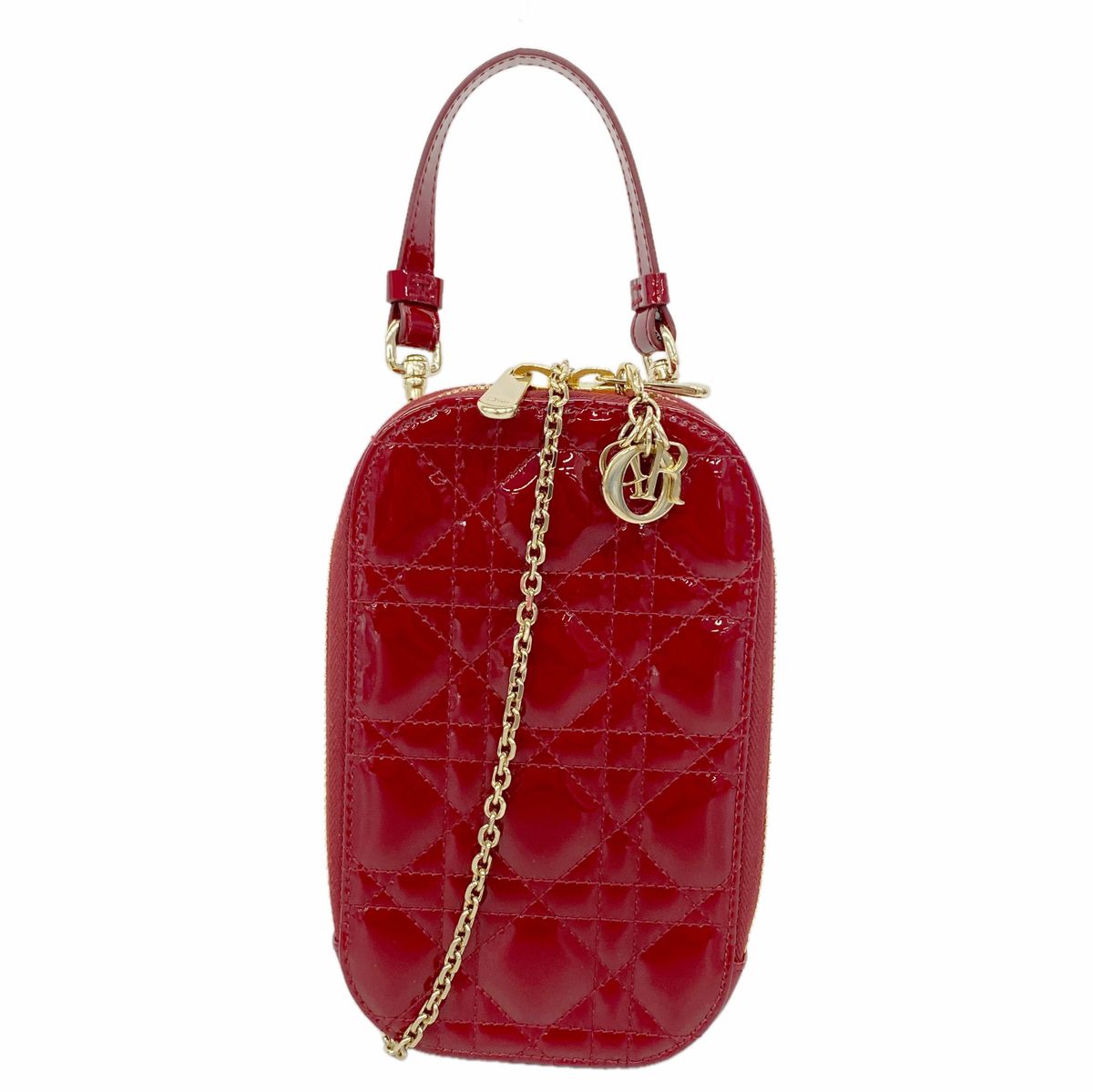 Dior Handbag Cannage Patent Bordeaux Gold 2-Way Bag