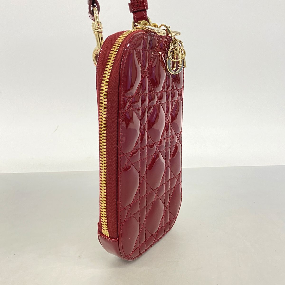 Dior Handbag Cannage Patent Bordeaux Gold 2-Way Bag — view 2