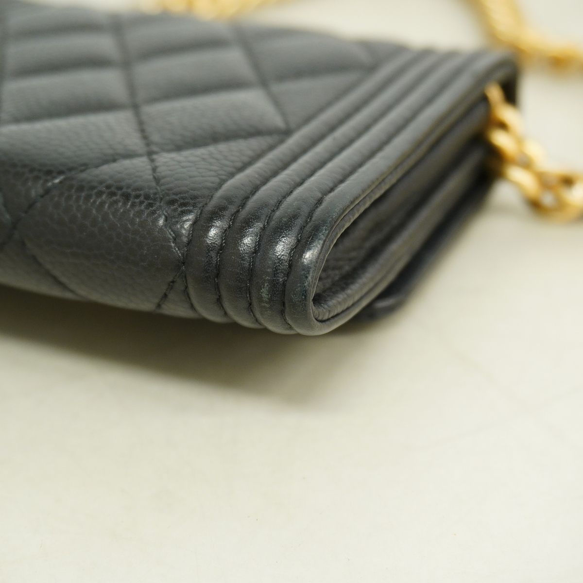 Chanel Wallet on Chain Boy Caviar Leather Black Gold Shoulder Bag — view 6