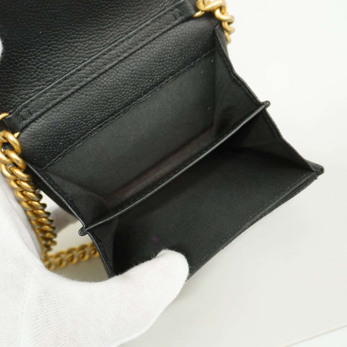 Chanel Wallet on Chain Boy Caviar Leather Black Gold Shoulder Bag — view 4