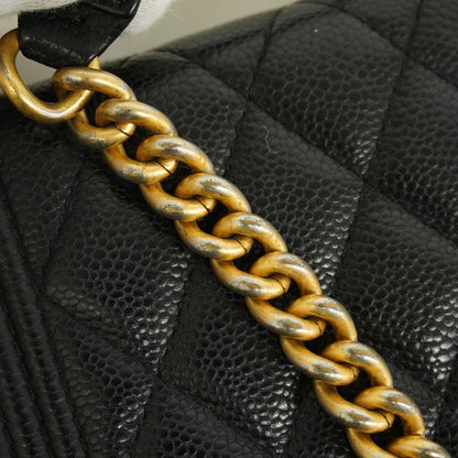 Chanel Wallet on Chain Boy Caviar Leather Black Gold Shoulder Bag — view 8