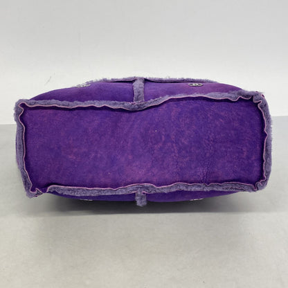 Chanel Shoulder Bag Shearling Purple Silver — view 3