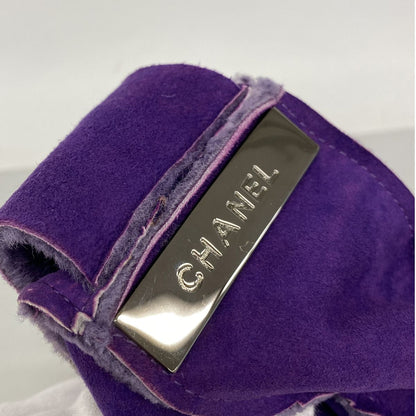 Chanel Shoulder Bag Shearling Purple Silver — view 8