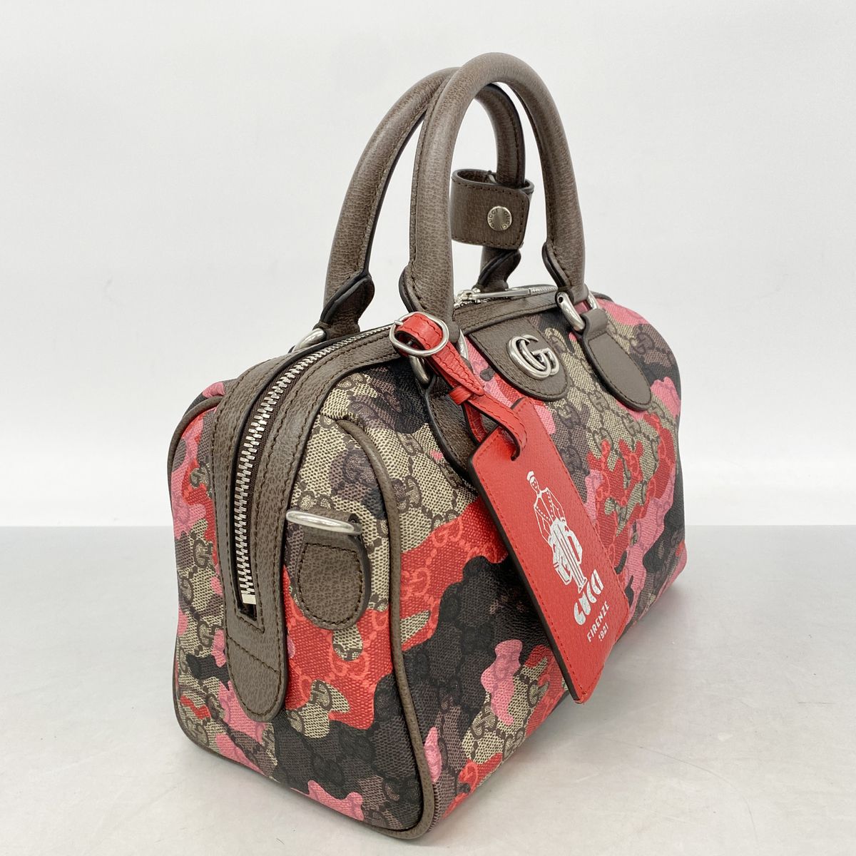 Gucci Handbag GG Camouflage Brown Red Pink Silver 2-Way Bag — view 2