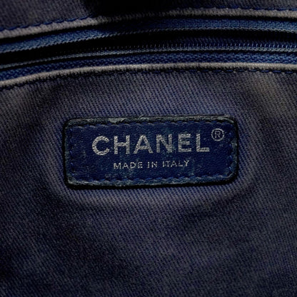 Chanel Chain Tote Deauville Tweed Navy Silver — view 5
