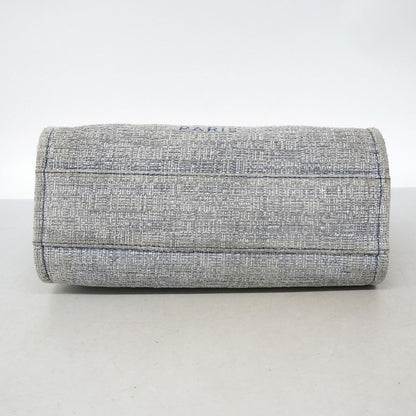Chanel Chain Tote Deauville Tweed Navy Silver — view 3