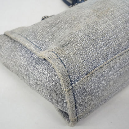 Chanel Chain Tote Deauville Tweed Navy Silver — view 6