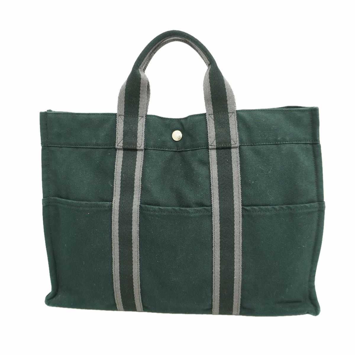 Hermes Tote Fourre Tout MM Canvas Black Silver