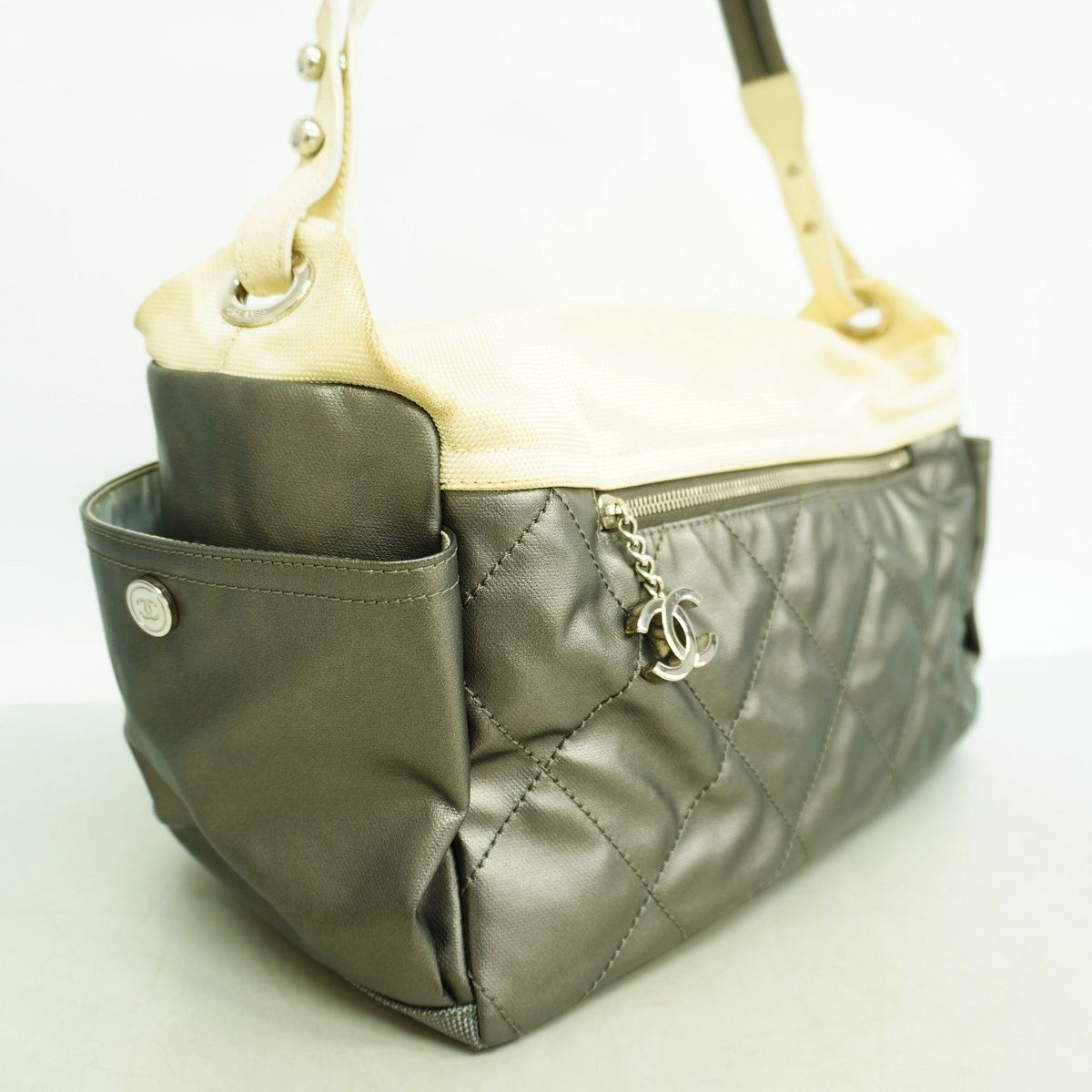 Chanel Shoulder Bag Paris Biarritz Gray Silver — view 2
