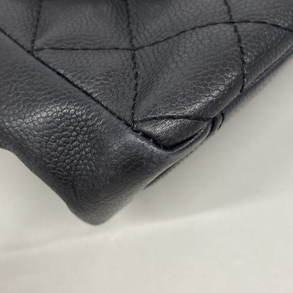Chanel Chain Tote Quilted Caviar Leather Black Silver — view 7